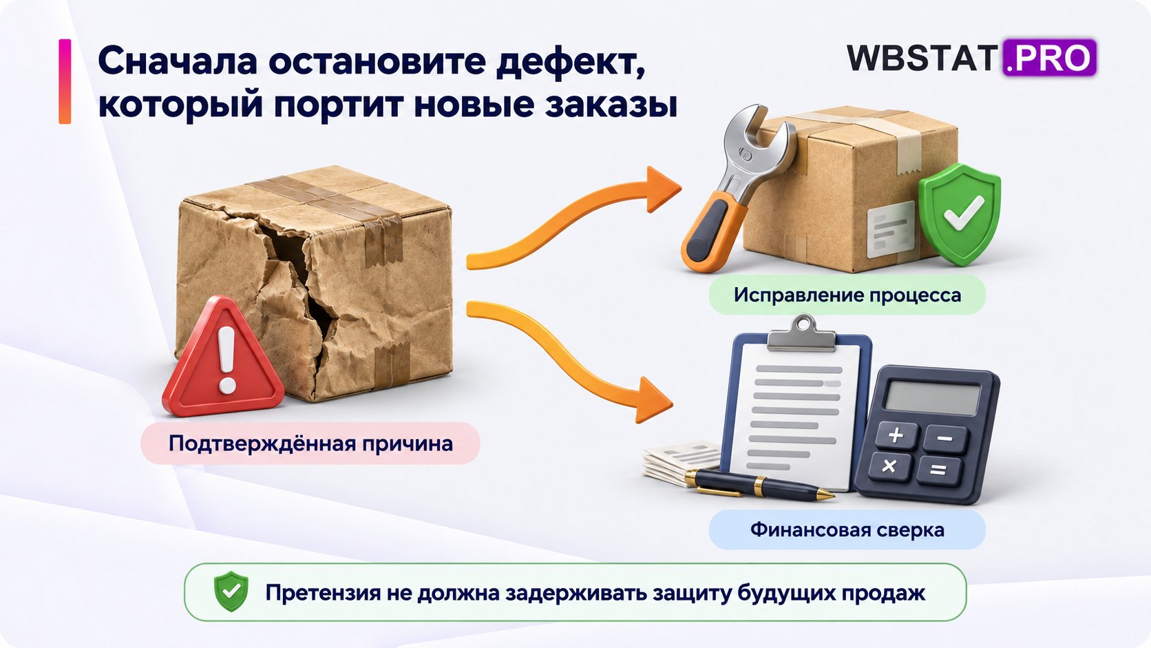 Исправление процесса и финансовая сверка ведутся отдельными путями после установления причины.