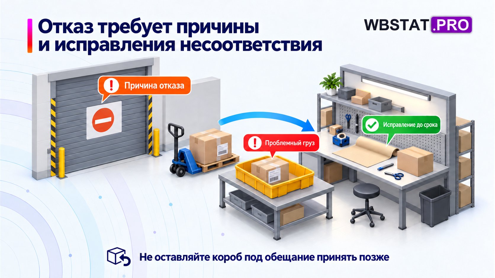 Груз после отказа возвращается в отдельную зону проверки и исправления