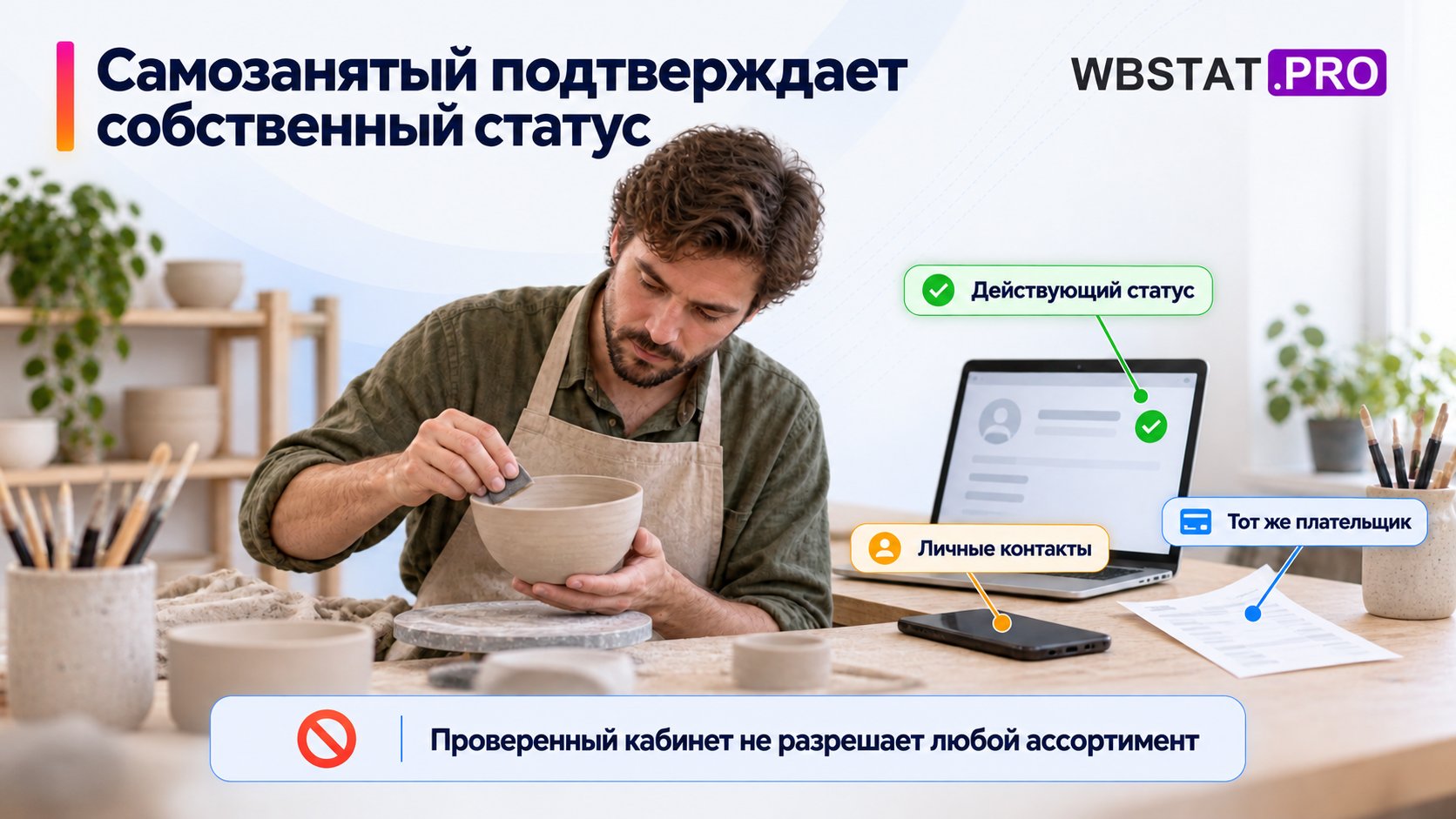 Мастер в своей мастерской сверяет статус, контакты и плательщика.