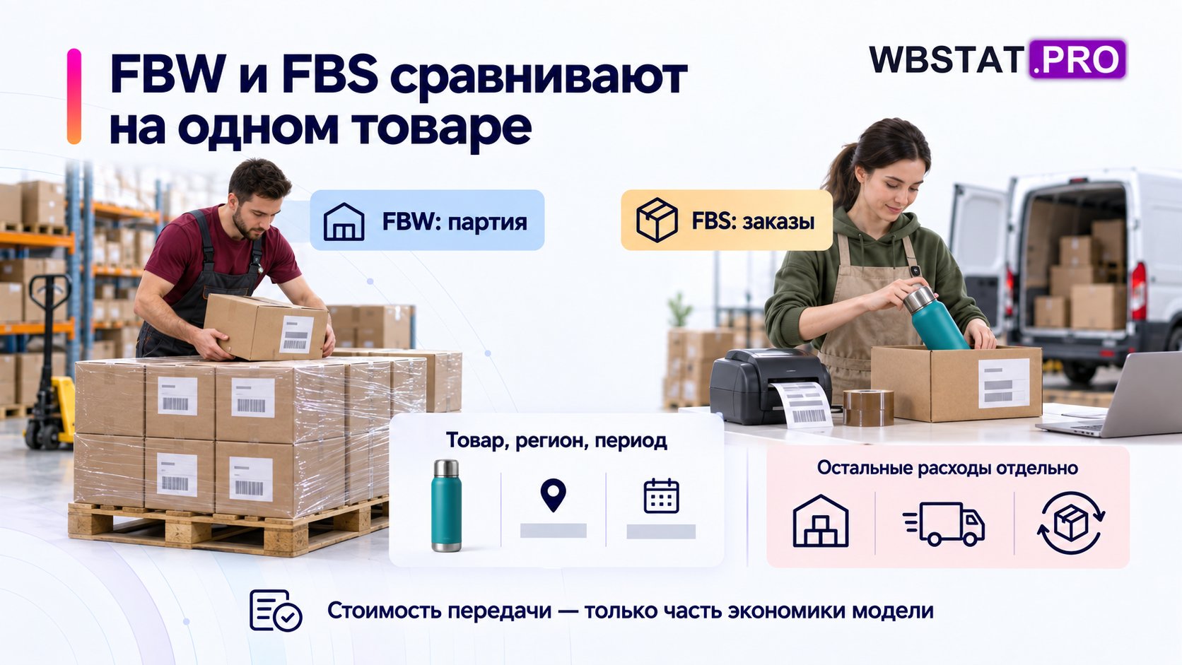 Расход передачи FBW и FBS сравнивают на одном товаре, регионе и периоде.; Разный ритм партий и заказов не заменяет расчёта полной экономики без дубля услуг.