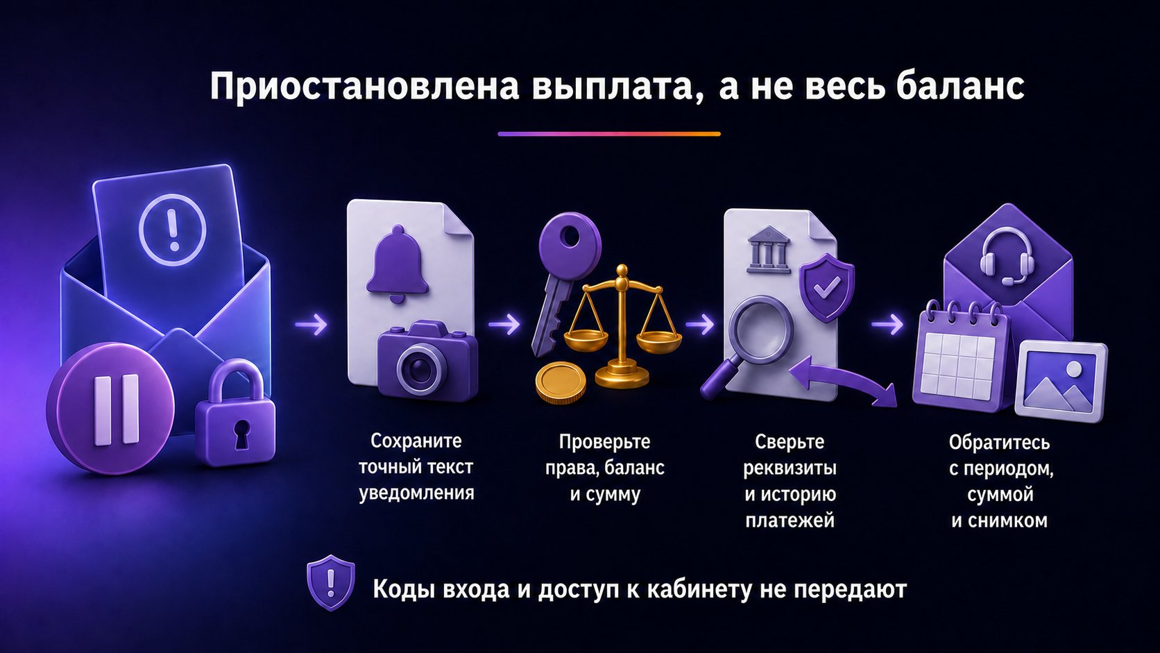 Что означает сообщение о приостановленной выплате Wildberries — Зафиксируйте уведомление, проверьте статус и документы, а при необходимости отправьте предметное обращение без передачи доступа.