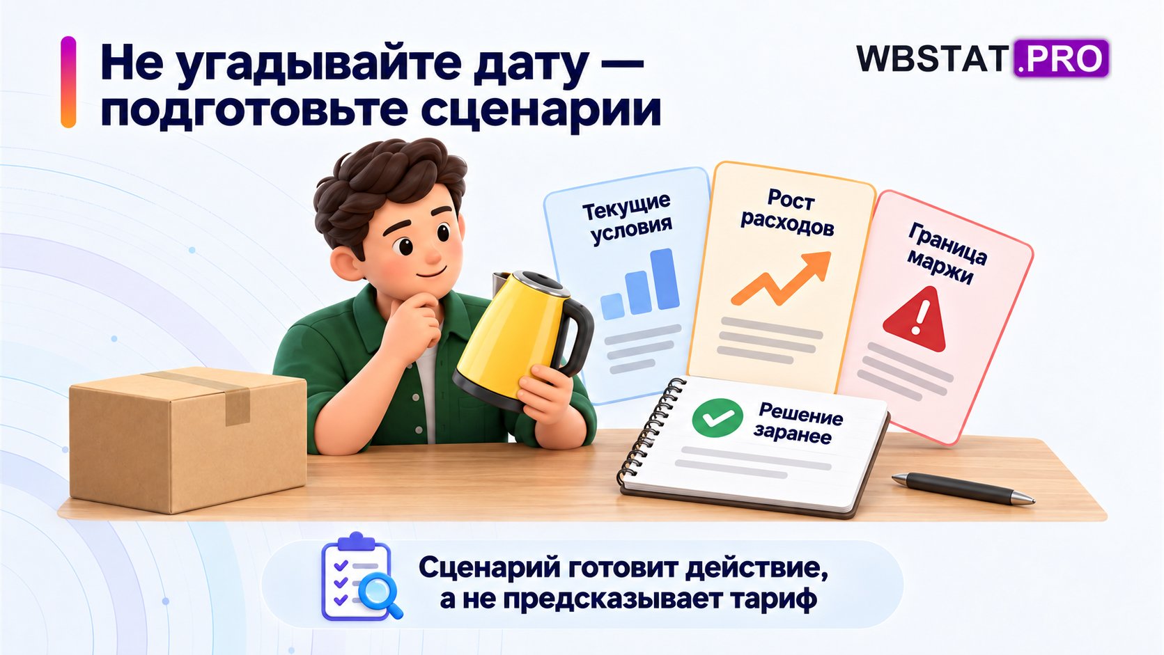 Продавец готовит варианты действий для трёх сценариев расходов.