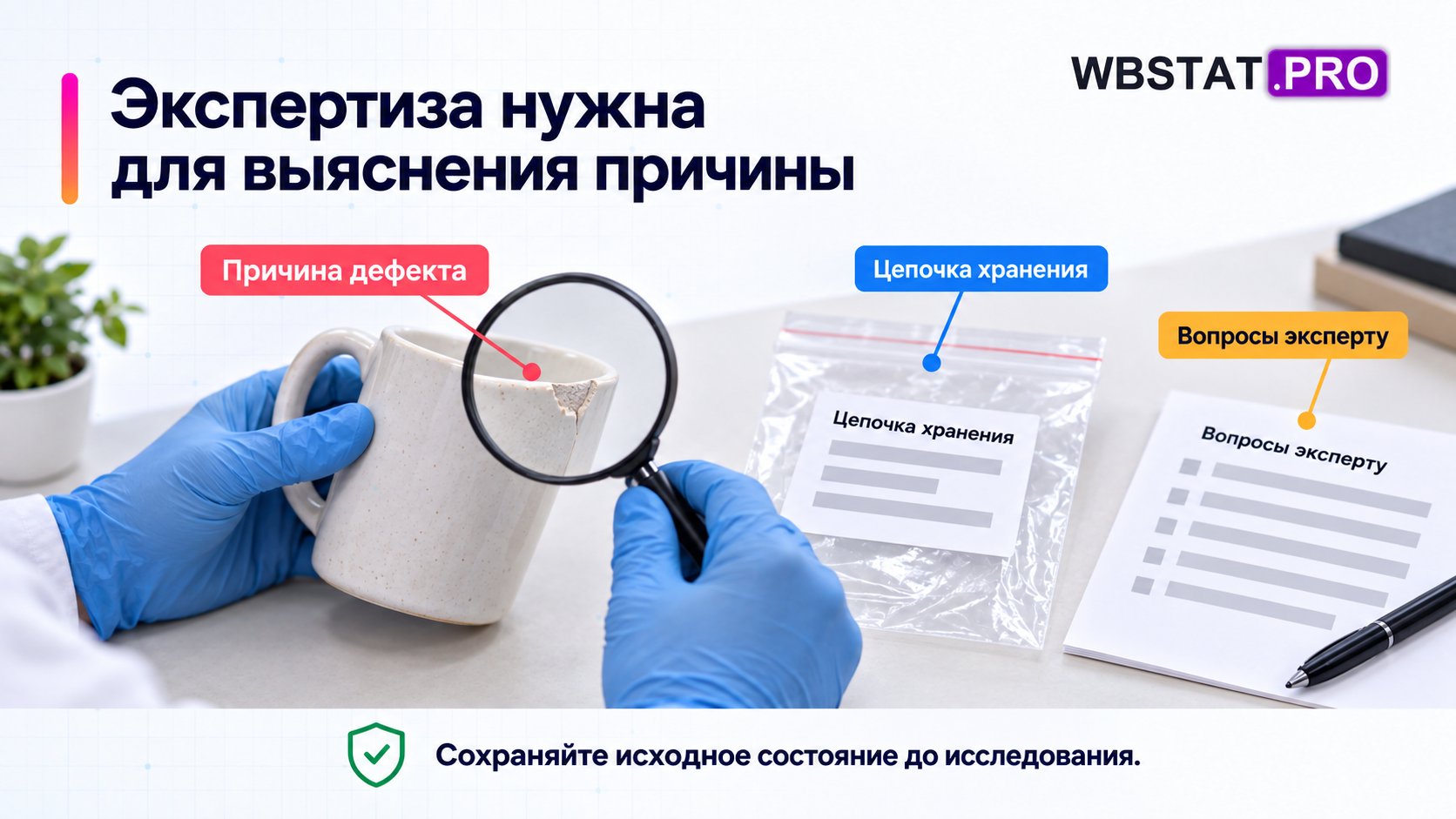 Экспертиза нужна для выяснения причины. Сохраняйте исходное состояние до исследования.