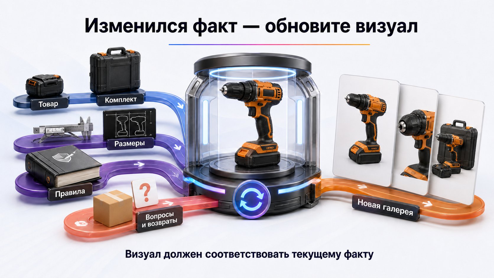 Когда инфографику нужно обновлять — Обновление нужно после изменения товара, комплектации, упаковки, размеров, правил площадки или основного позиционирования. Поводом также служат повторяющиеся вопросы и возвраты, которые показывают непонятый параметр.