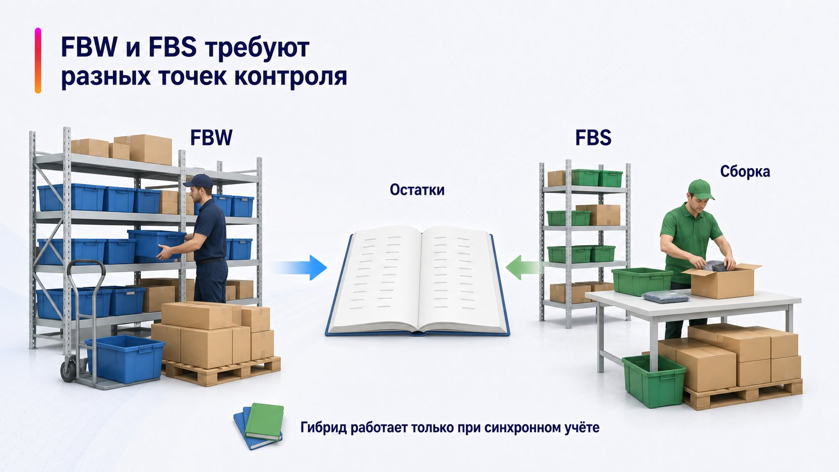 Как учитывать FBW и FBS в одной схеме распределения — FBW и FBS требуют разных точек контроля; FBW — FBS — Остатки — Сборка