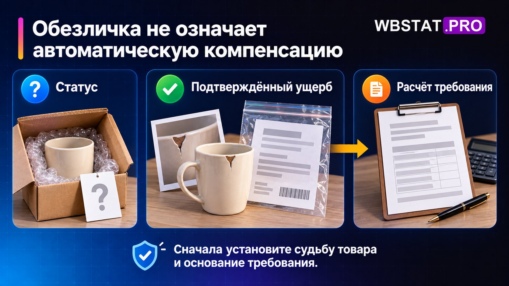 Обезличка не означает автоматическую компенсацию. Сначала установите судьбу товара и основание требования.