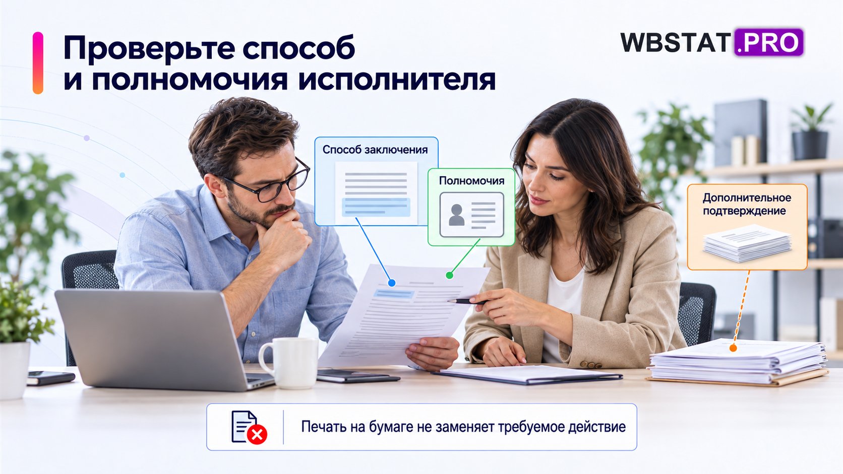 Специалисты сверяют способ заключения и полномочия перед выполнением действия.