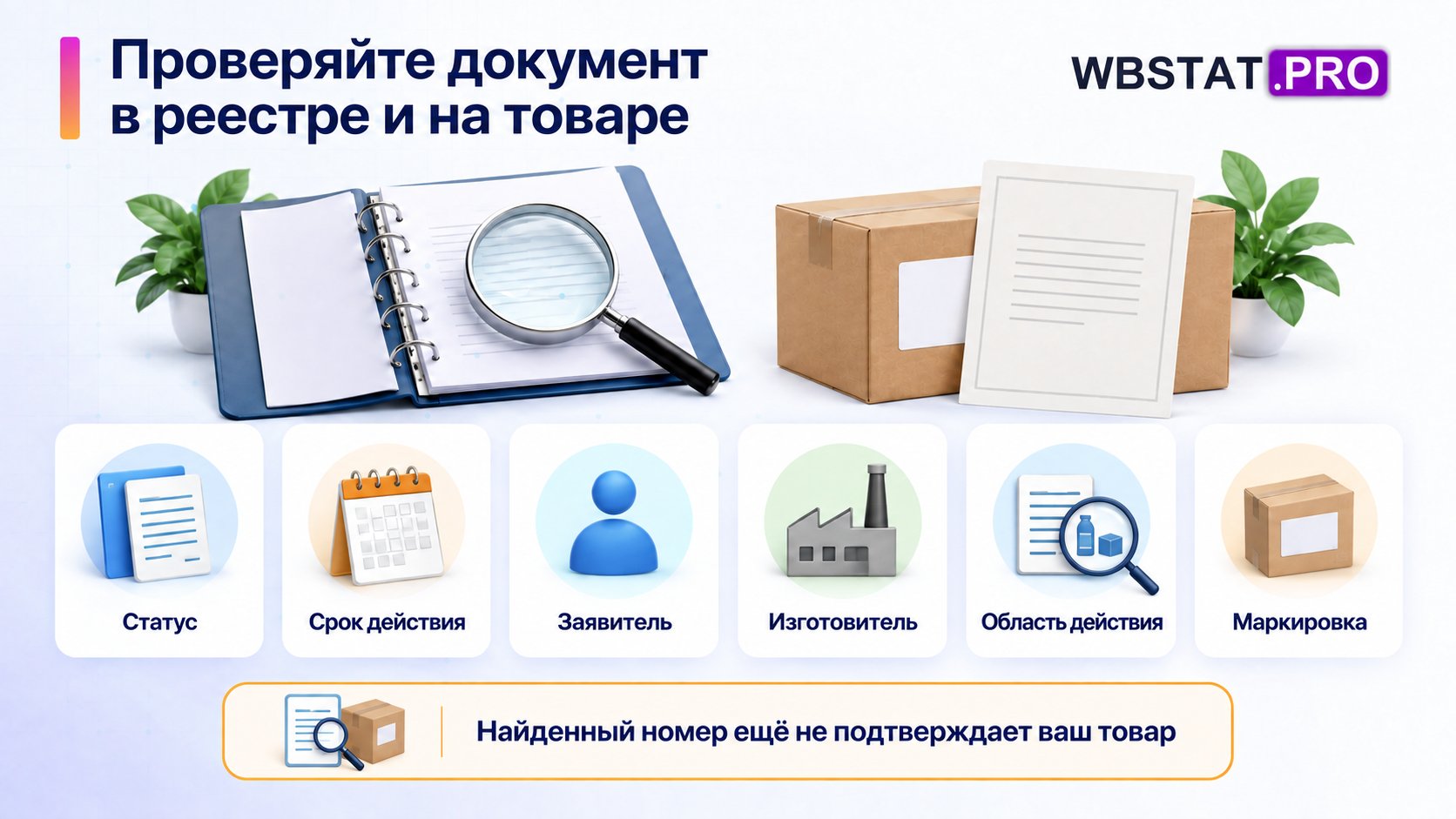 Шесть проверок связывают запись реестра с действием документа и конкретным товаром.