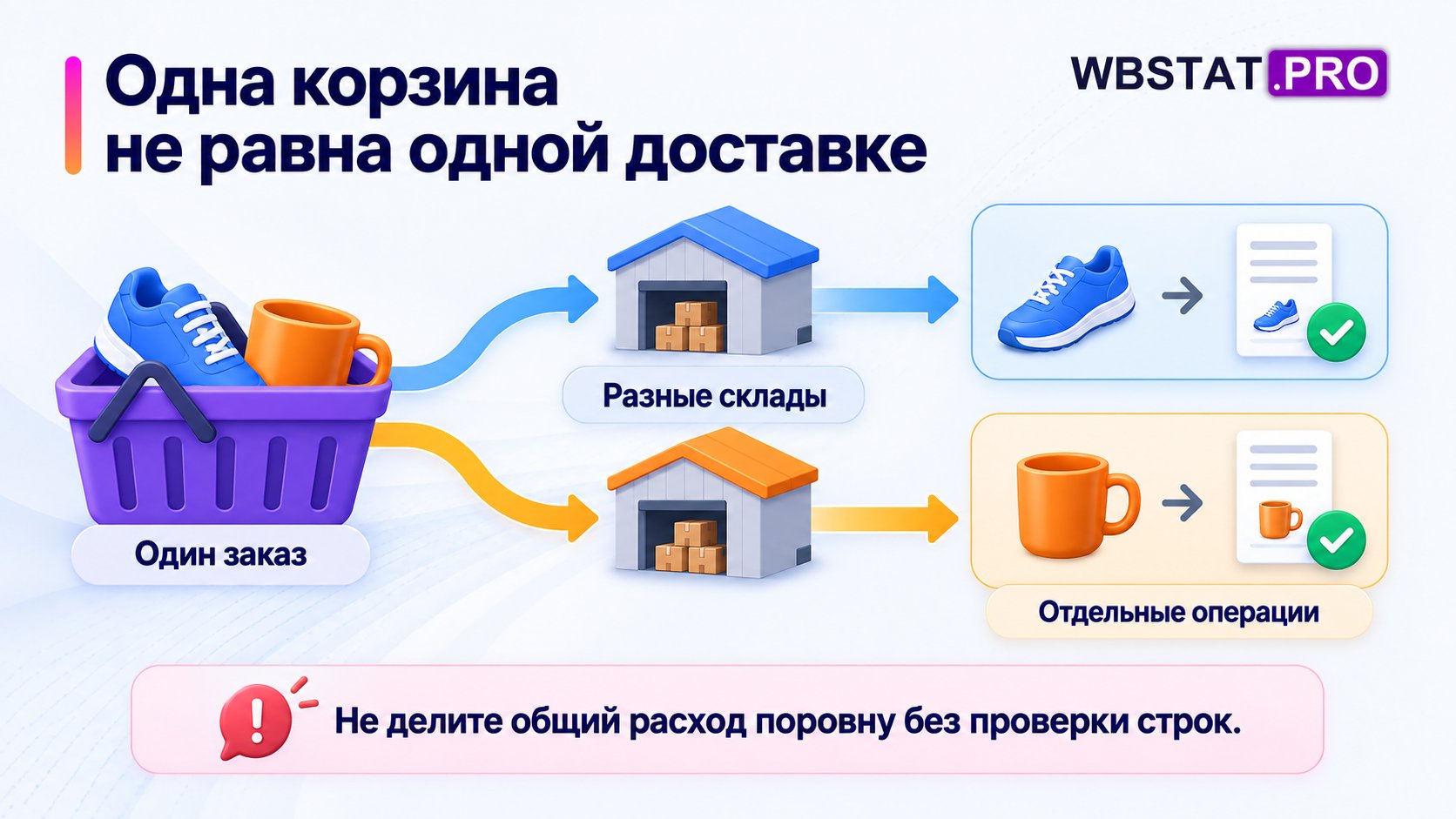 Два товара из одного заказа проходят разные склады и сохраняют отдельные операции.