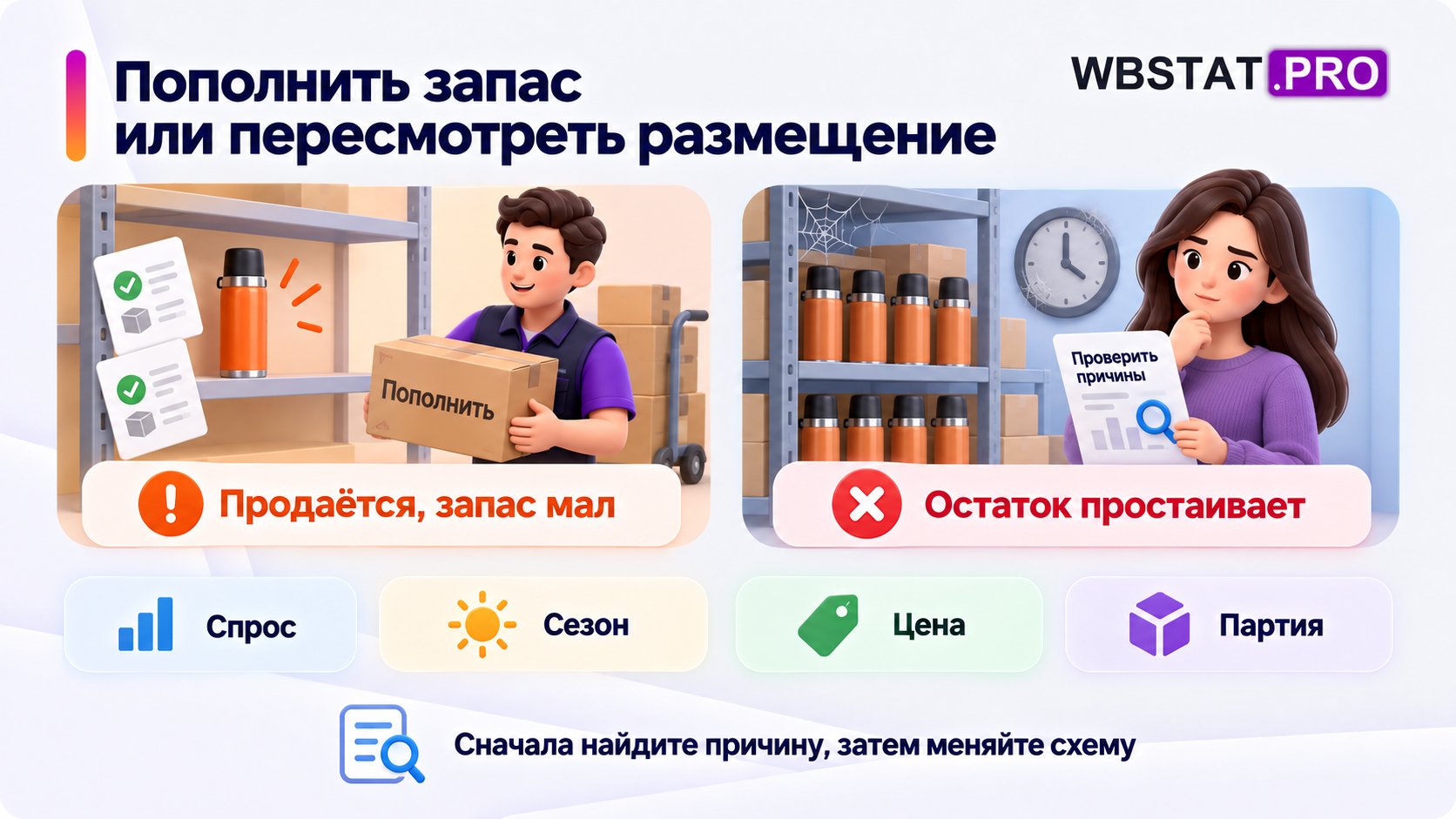 Различие между дефицитом при продажах и медленным остатком.