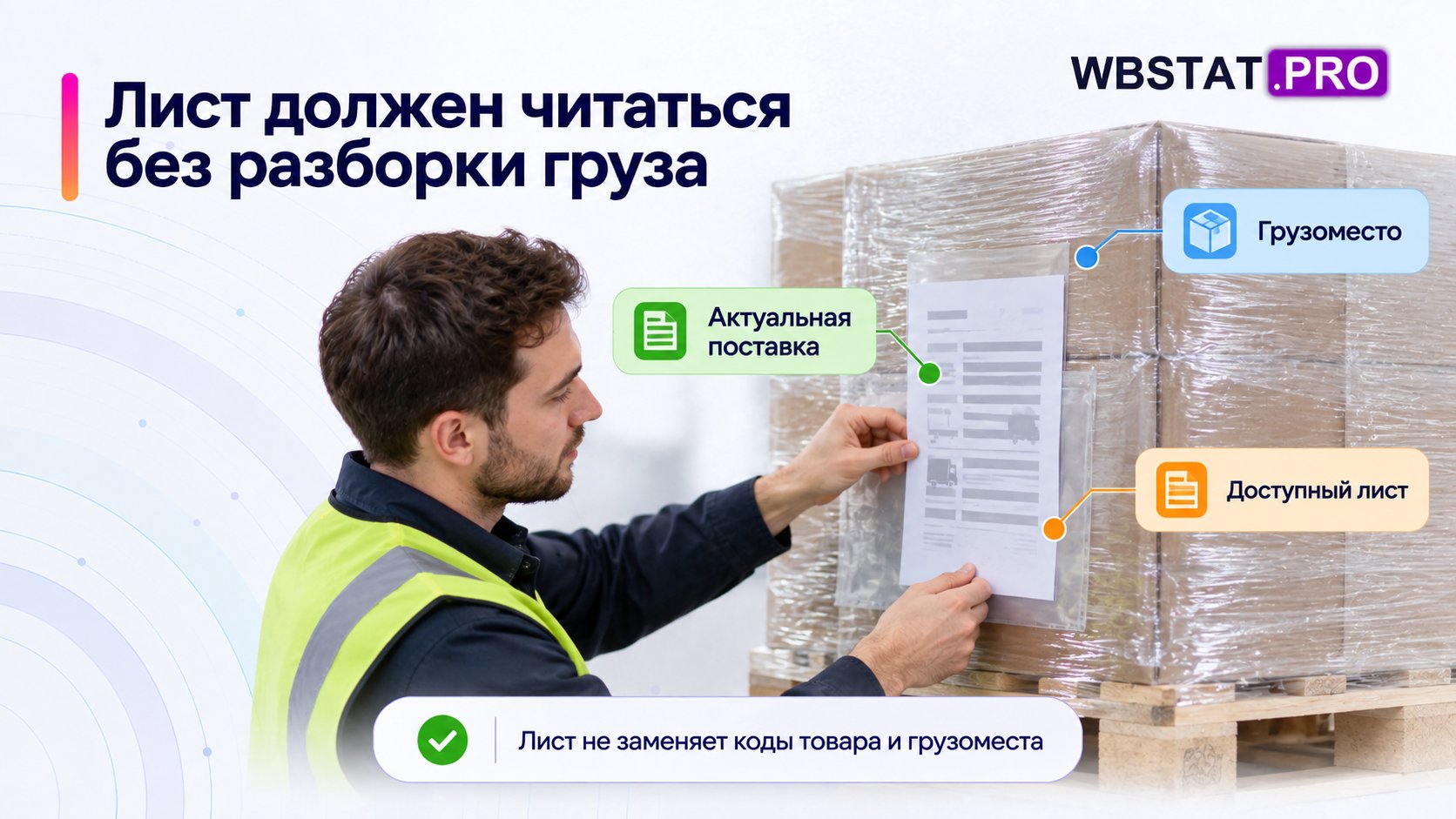 Упаковочный лист закреплён снаружи и сверяется с актуальной поставкой.