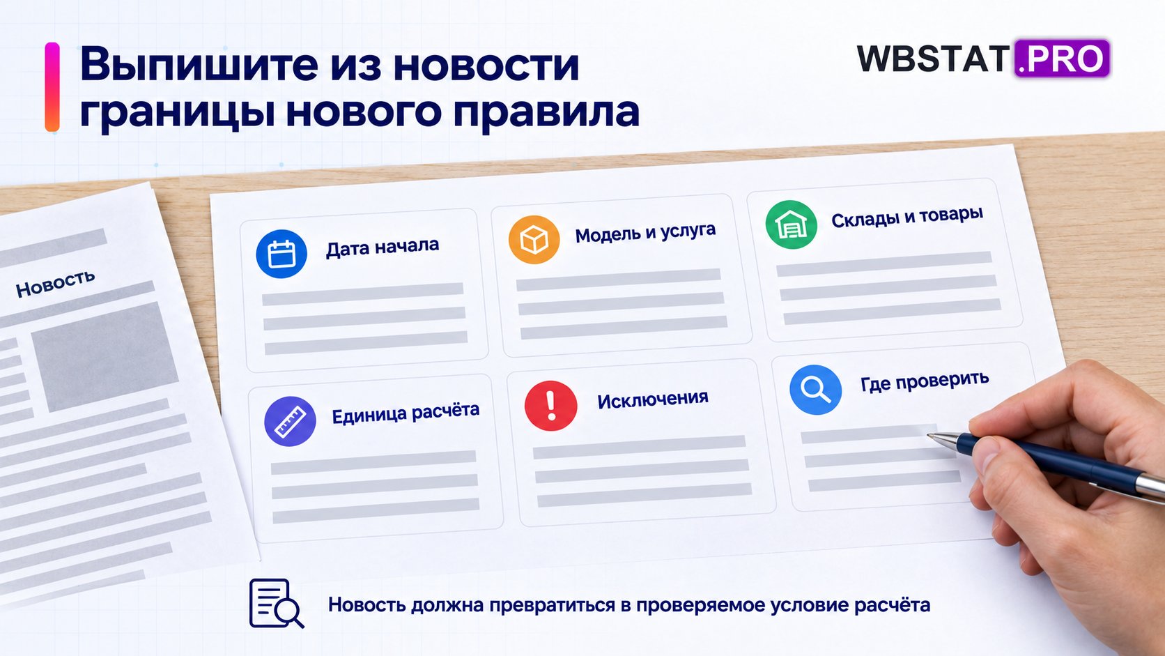 Рабочая карточка с областью применения, исключениями и точкой проверки.