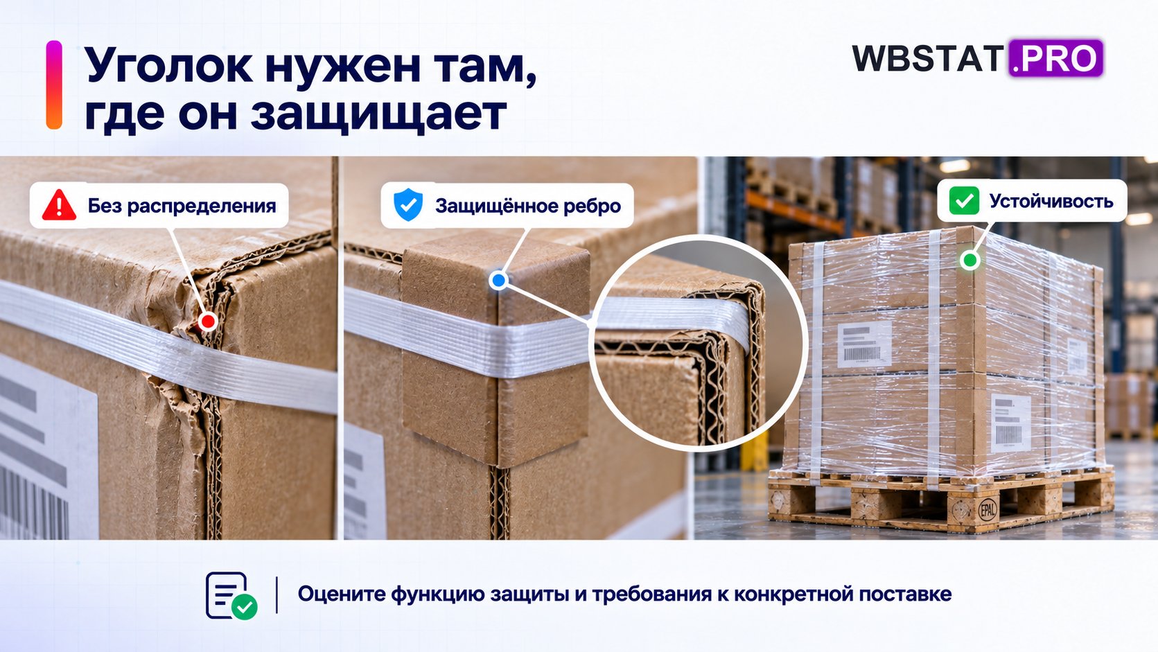 Уголки распределяют давление и защищают рёбра, когда это нужно конструкции.; Наличие уголка само по себе не доказывает соответствие: важны устойчивость и правила поставки.