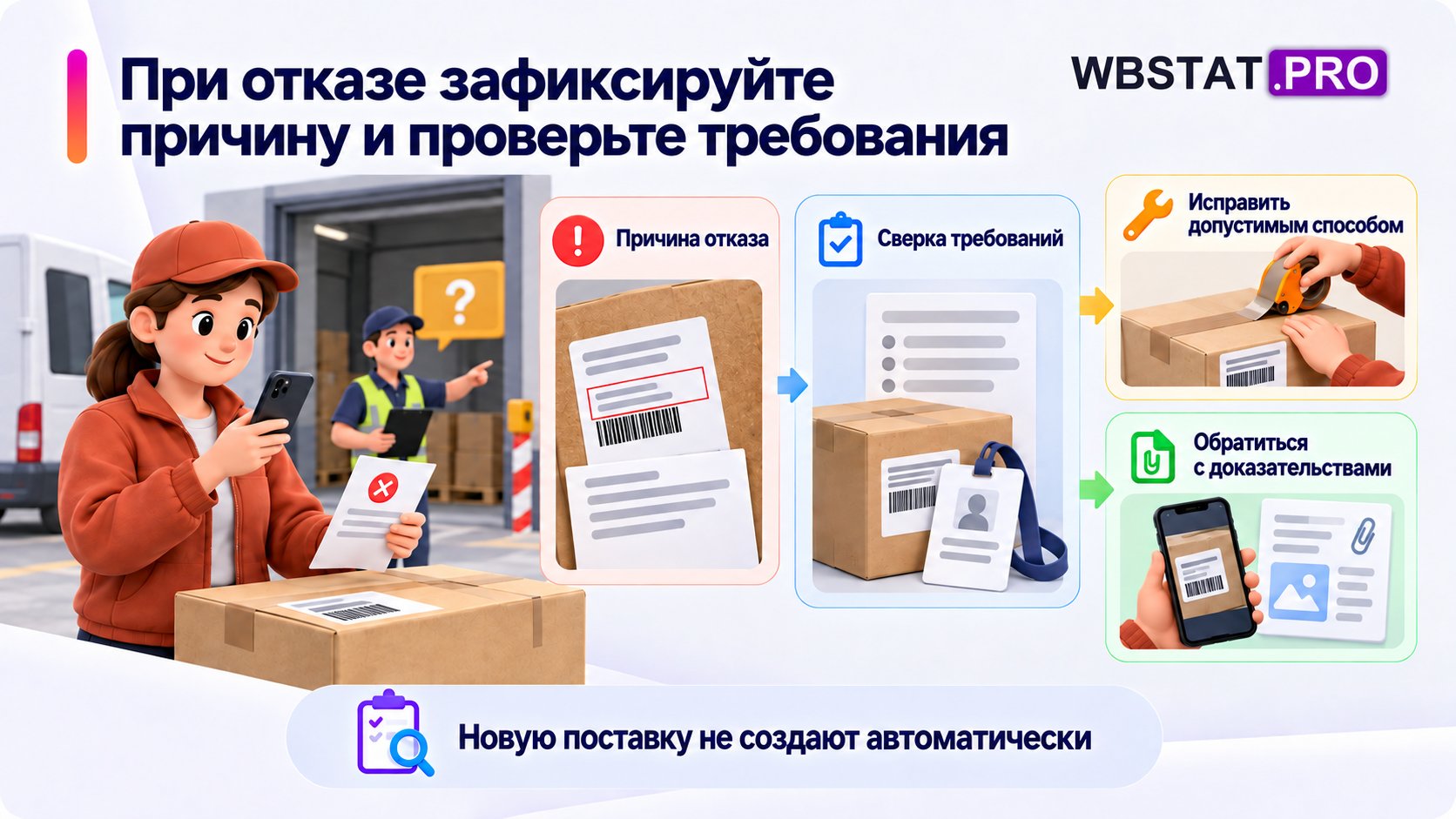 Зафиксировать конкретный отказ и сопоставить его с требованиями.; Дальше либо разрешённое исправление, либо обращение с доказательствами, не автоматическая новая поставка.