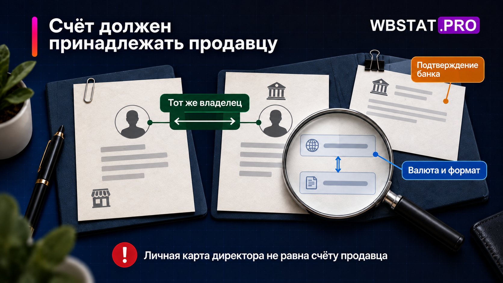Владелец счёта сопоставляется с продавцом, условия операции проверяются в банке.