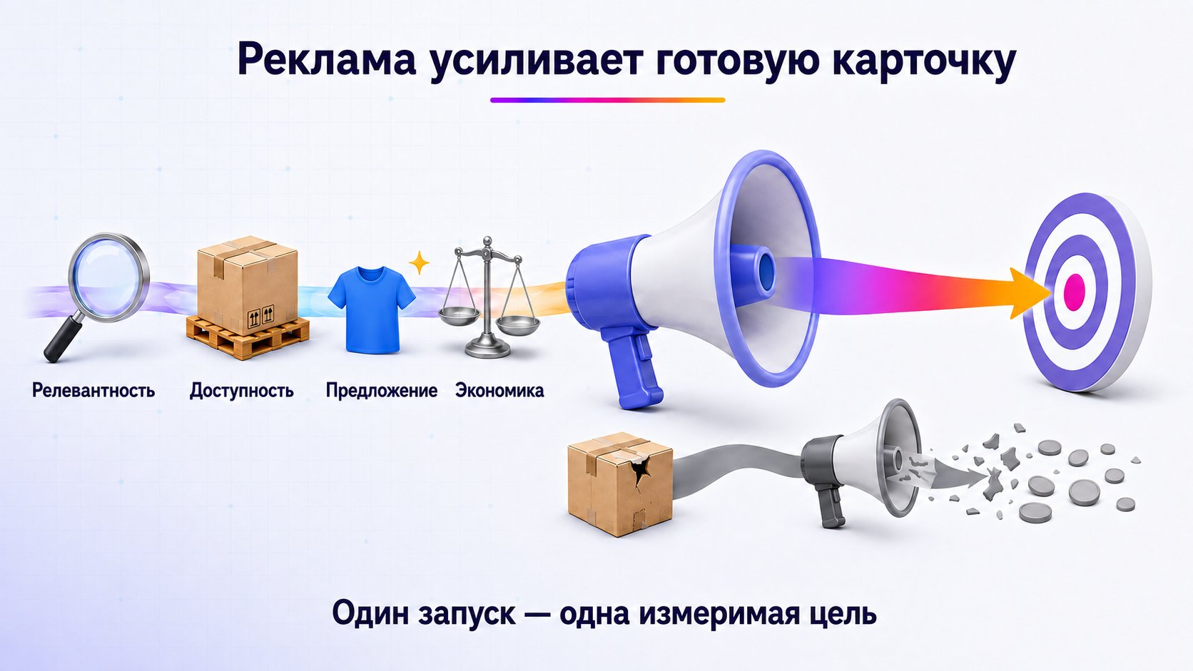 Нужна ли реклама сразу после запуска — Запускайте рекламу после проверки релевантности, доступности, предложения и экономики; тестируйте одну измеримую цель без одновременной смены условий.