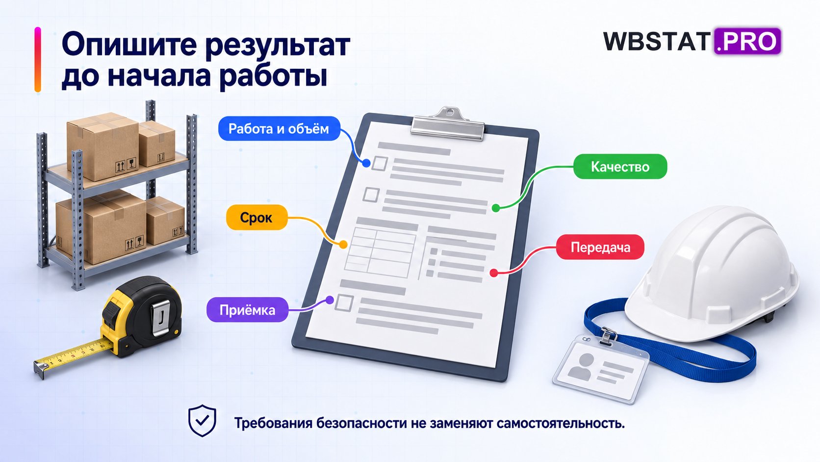 Пять параметров задания и требования безопасности.