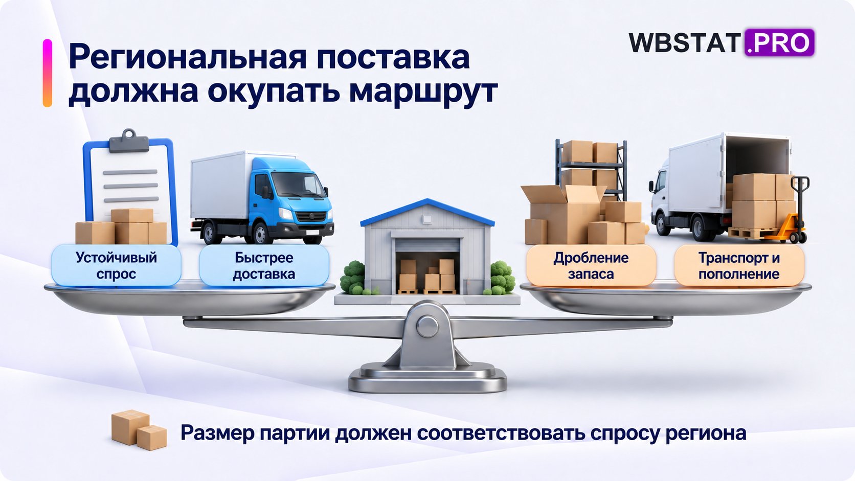 Региональная поставка сопоставляет спрос и ускорение доставки с дроблением запаса, транспортом и пополнением.