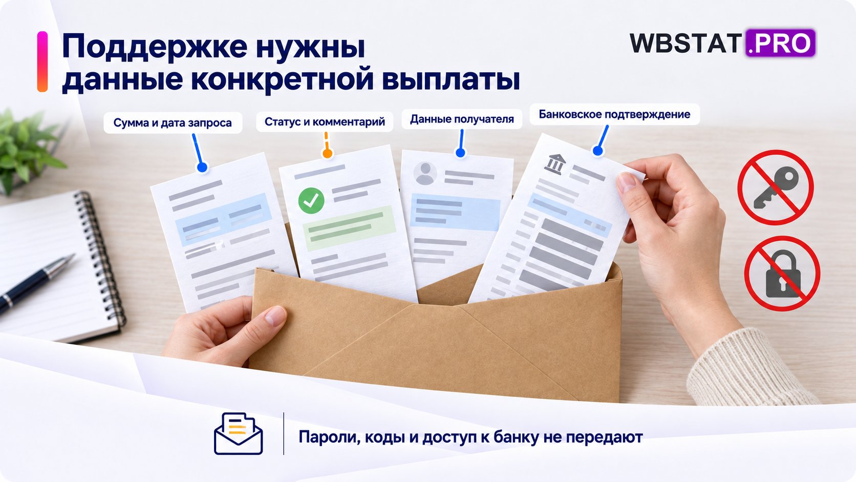 Руки собирают ограниченный пакет доказательств, секреты остаются вне его.