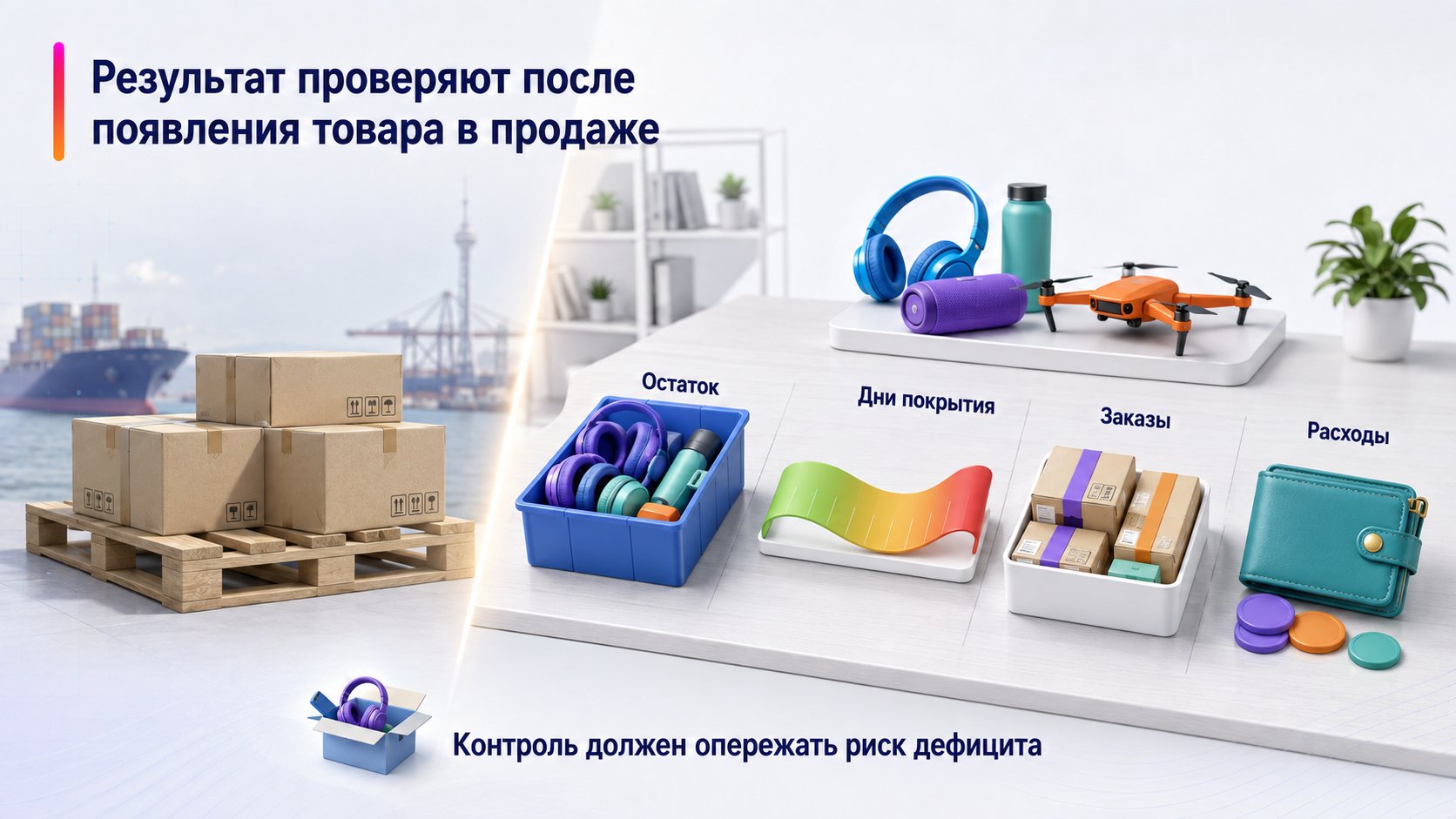 Как проверить результат и настроить регулярный контроль остатков — Результат проверяют после появления товара в продаже; Остаток — Дни покрытия — Заказы — Расходы
