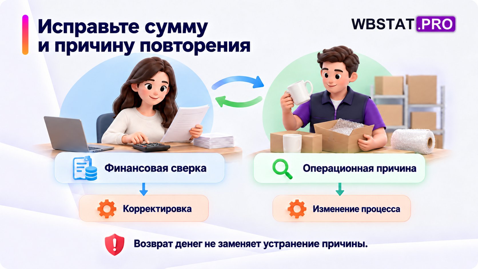 Исправьте сумму и причину повторения Возврат денег не заменяет устранение причины.