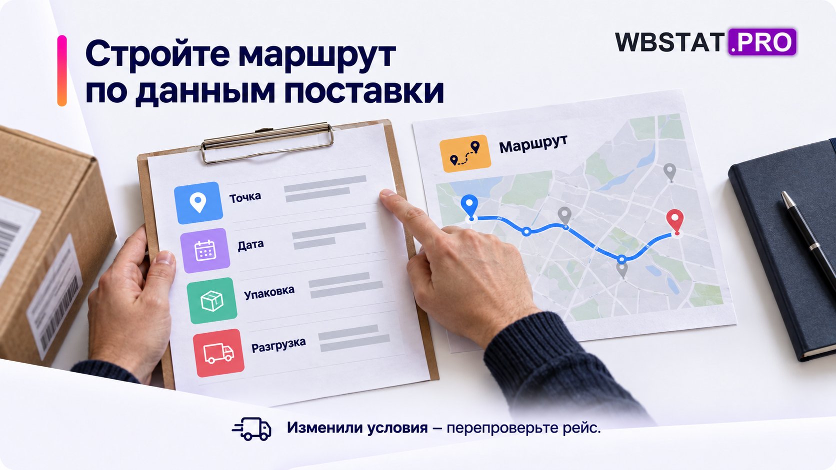Параметры поставки сопоставляются с маршрутом перевозчика.