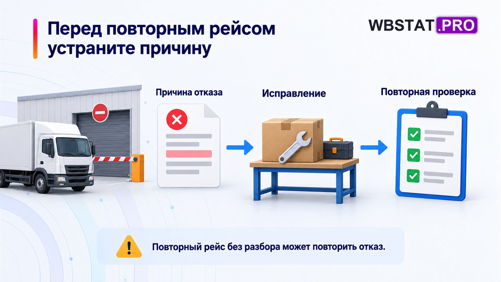Причина разворота фиксируется и устраняется перед повторной проверкой рейса.