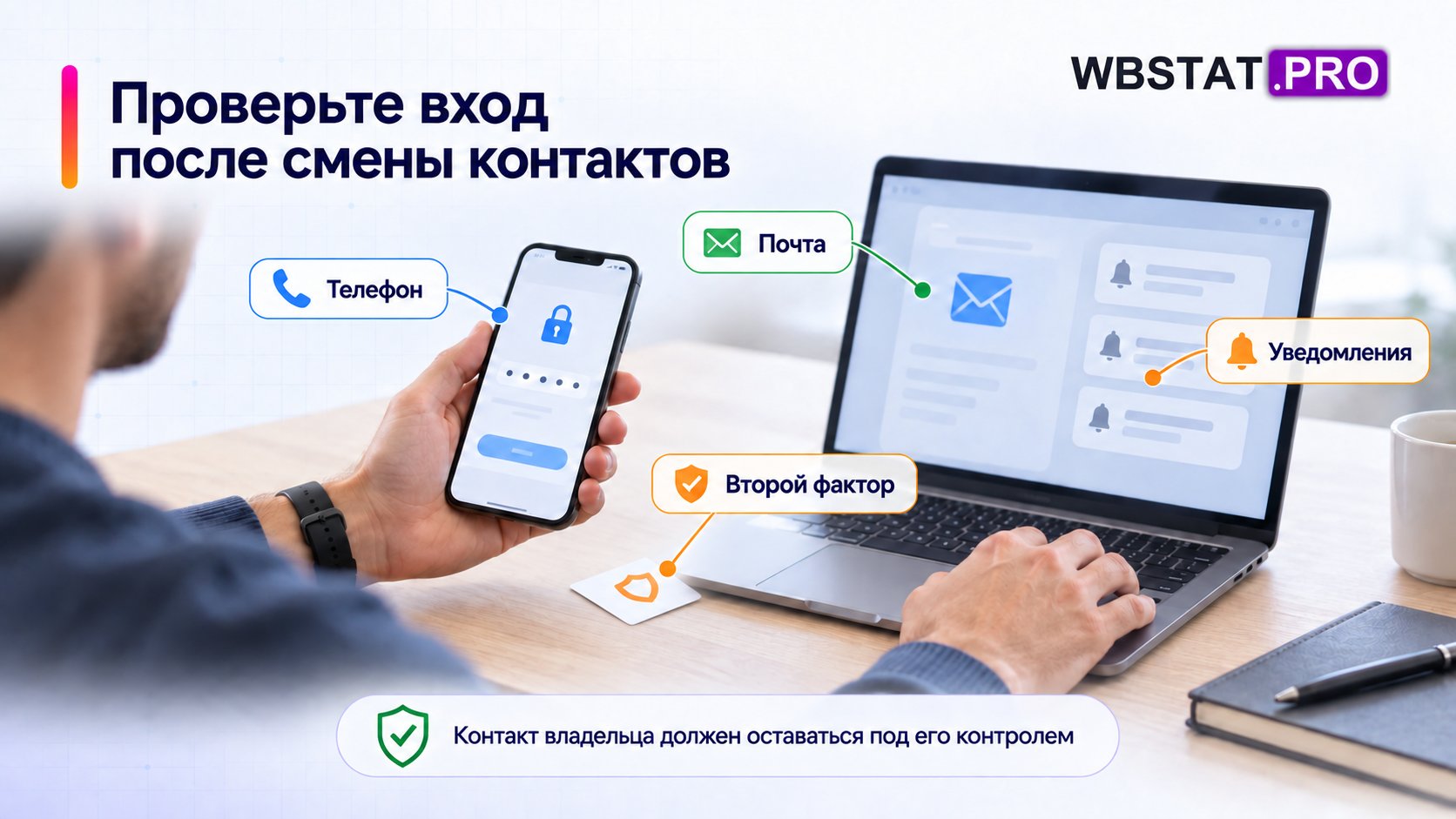 Проверьте вход после смены контактов: контакт владельца должен оставаться под его контролем