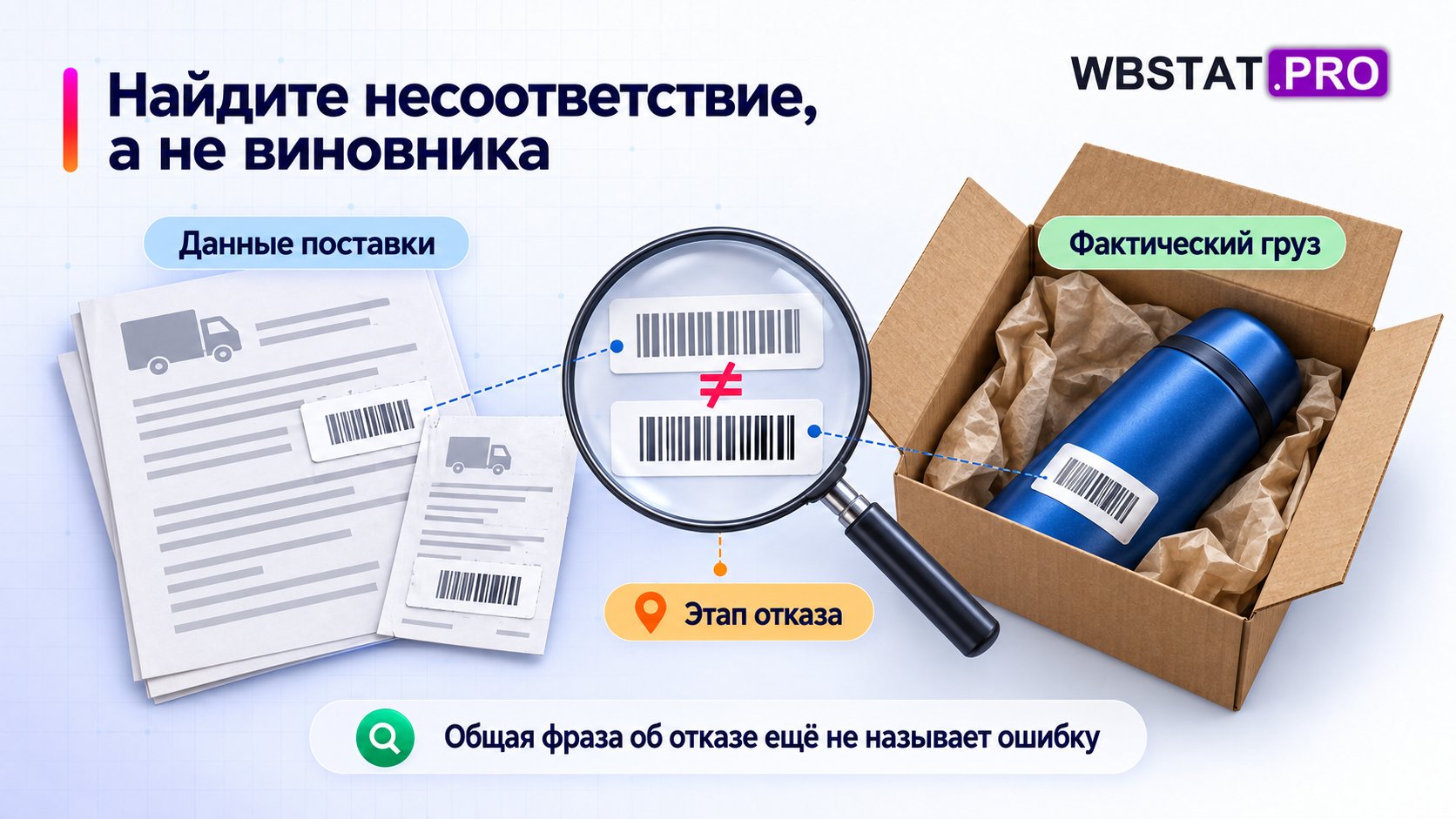 Сопоставление данных поставки и груза для поиска конкретного несоответствия