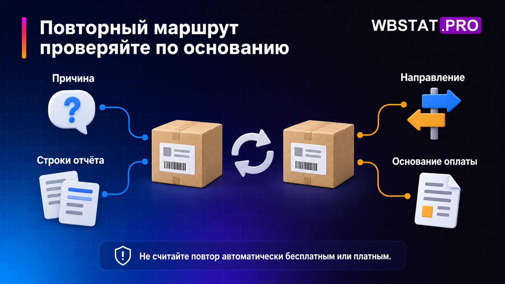 Повторное движение товара проверяют по причине, строкам отчёта и основанию оплаты.