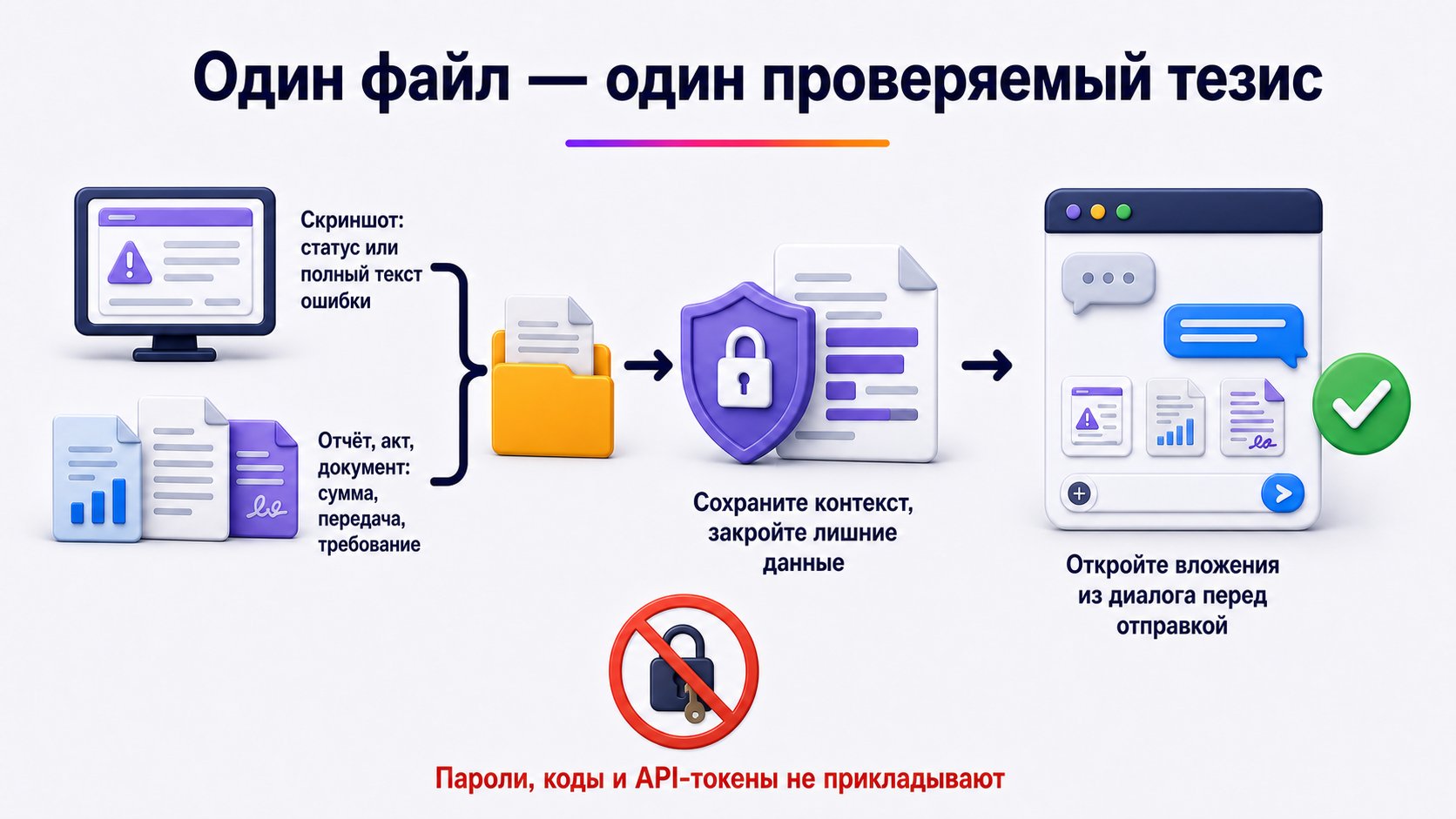 Какие файлы прикладывать к обращению в поддержку — Прикладывайте только читаемые доказательства с понятными именами и объясняйте, что подтверждает каждый файл.