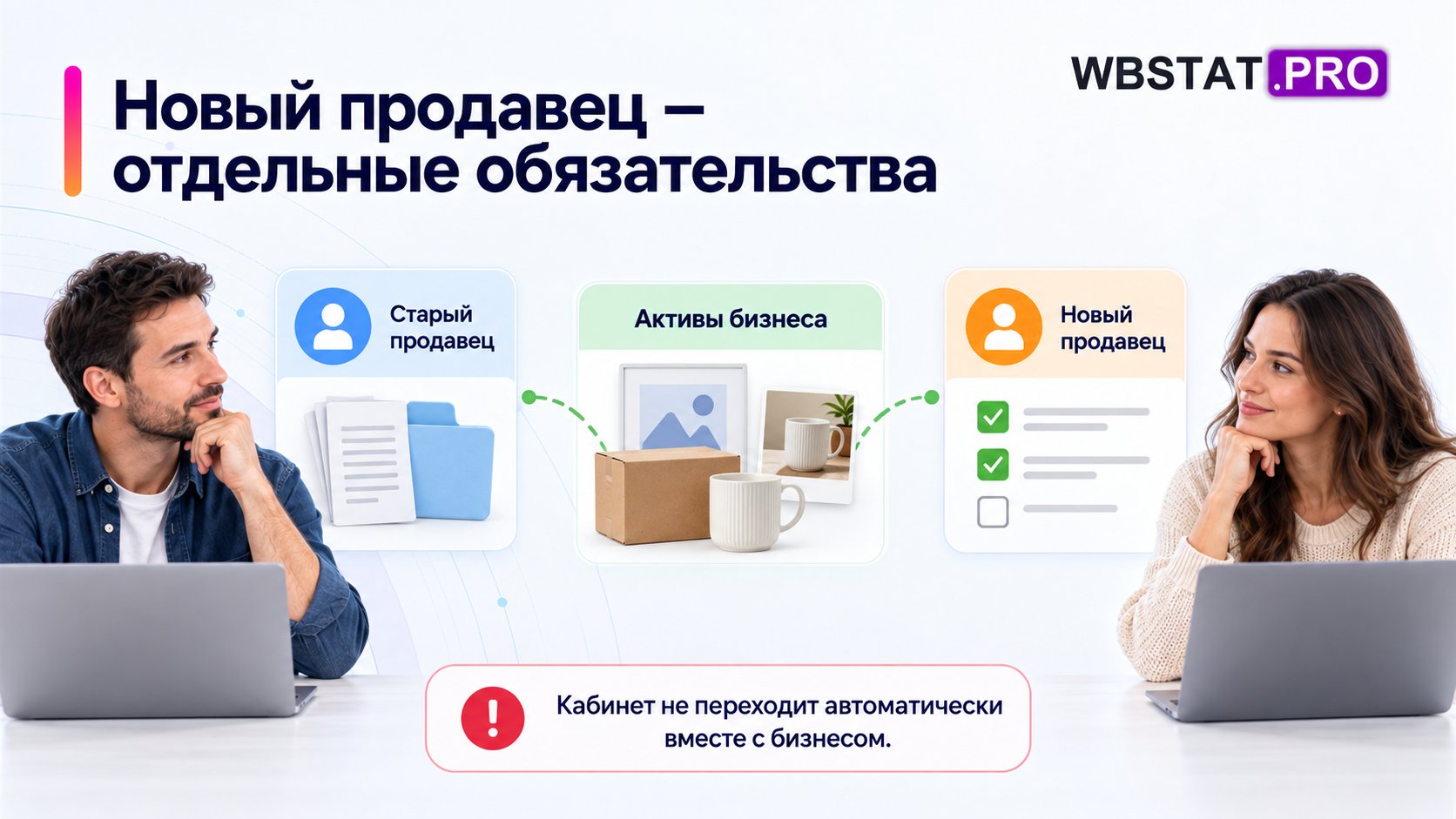Новый продавец — отдельные обязательства Кабинет не переходит автоматически вместе с бизнесом.