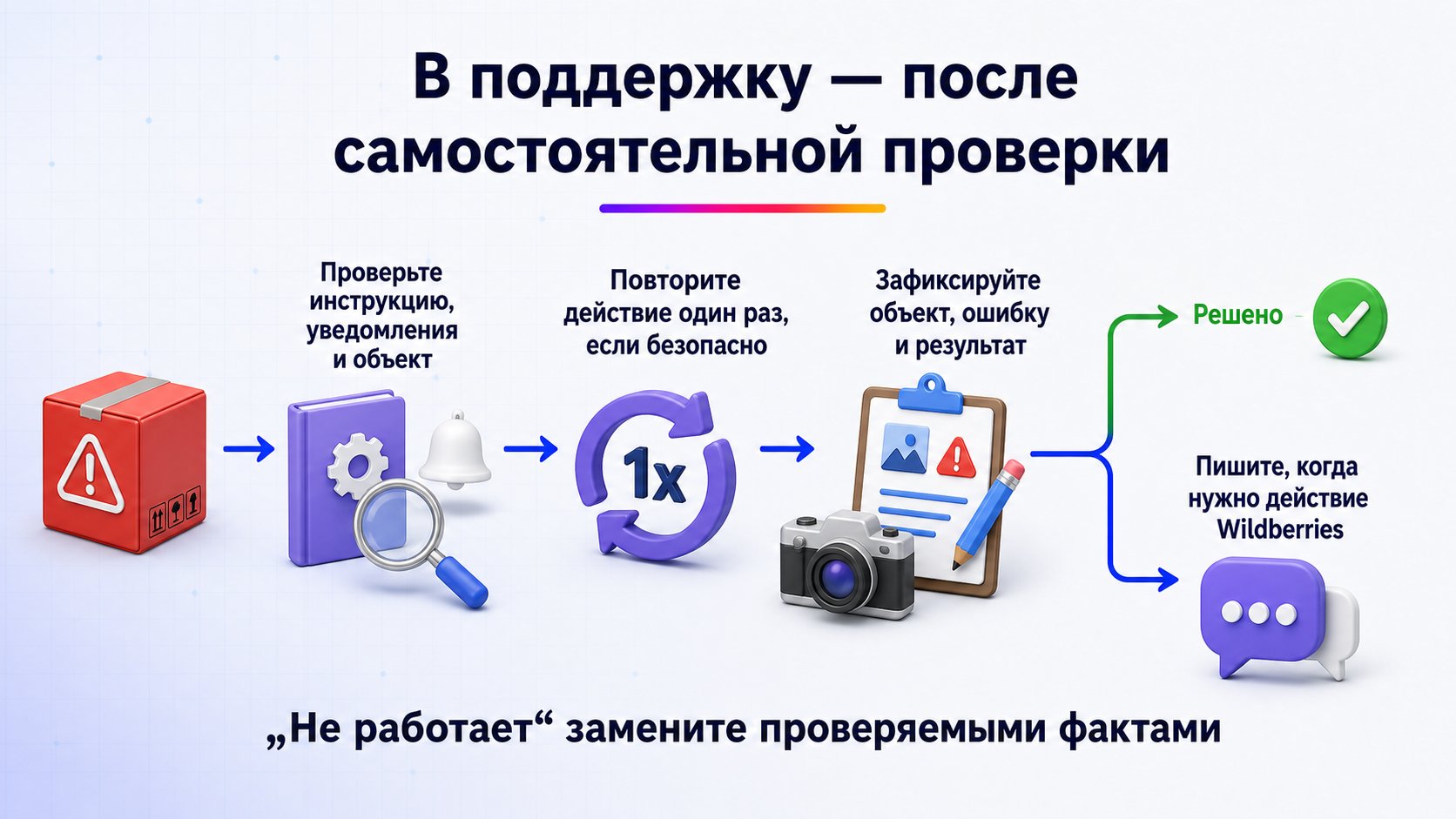 Когда стоит создавать обращение в поддержку Wildberries — Сначала исключите известные причины и зафиксируйте результат; затем обращайтесь за данными или действием платформы.