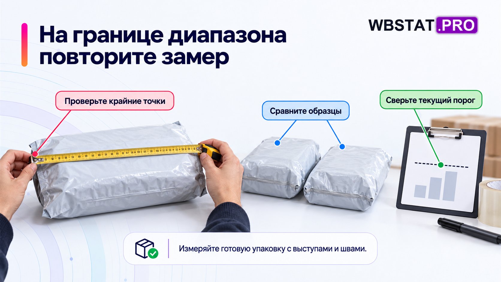 Готовые упаковки сравнивают по крайним точкам возле границы тарифного диапазона.