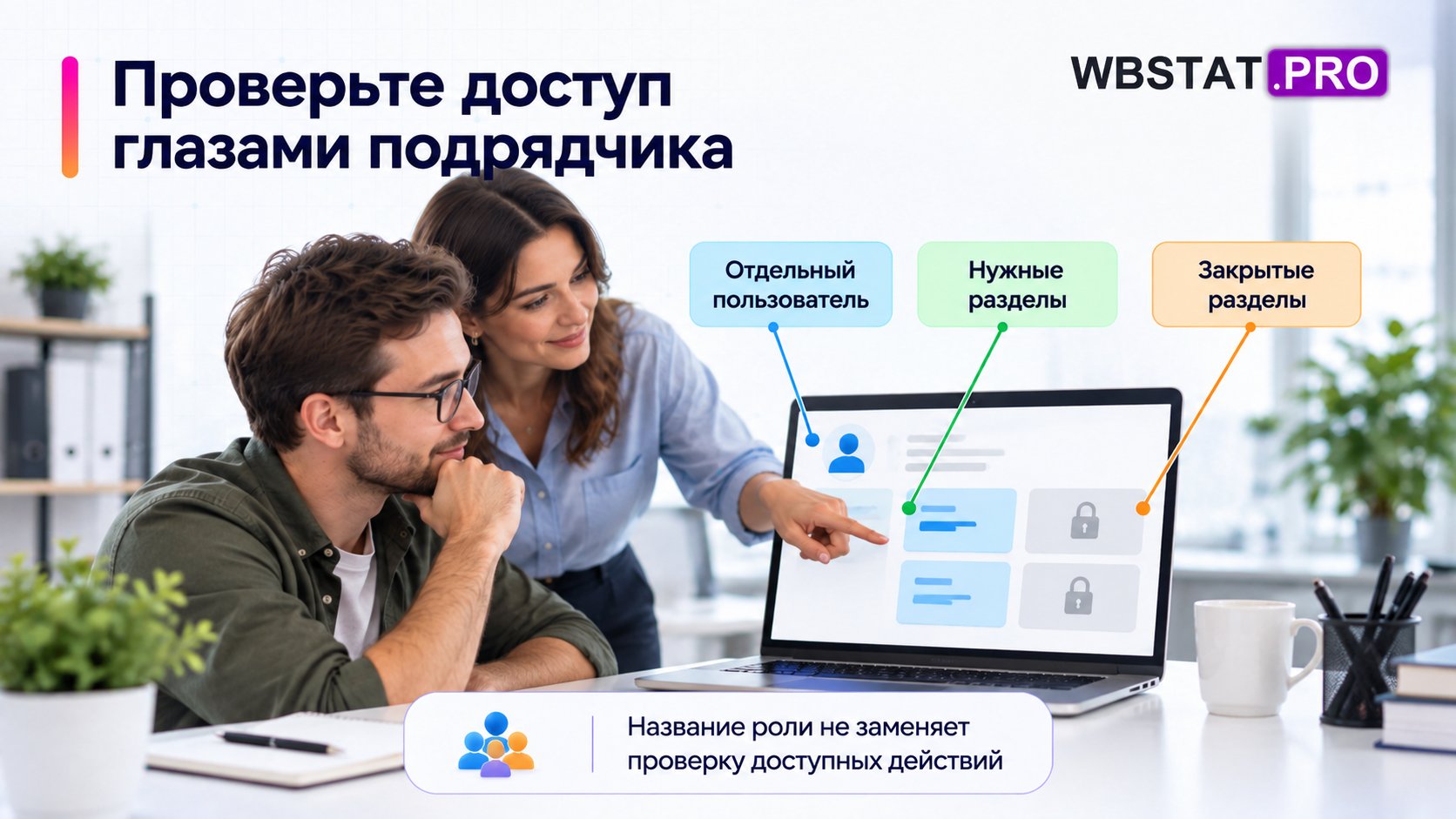 Владелец проверяет, что подрядчик видит только нужные разделы.