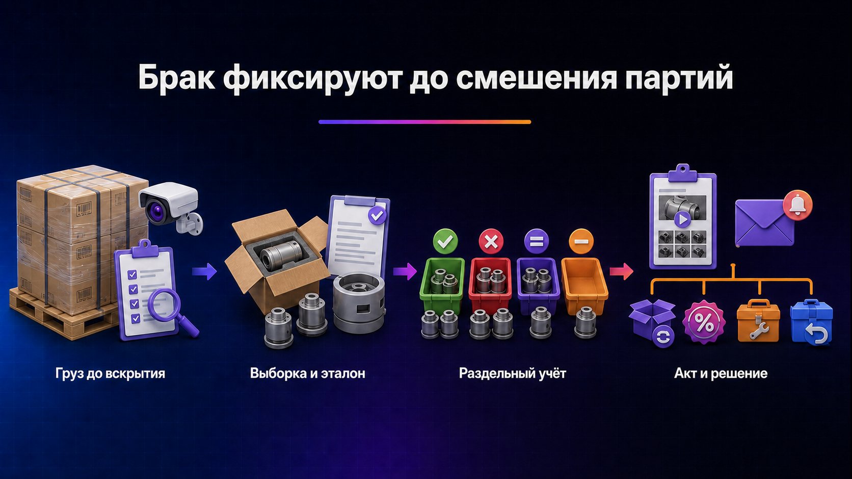 Как принять товар и зафиксировать брак — Проверьте груз до переупаковки, разделите результаты и закрепите расхождения актом с доказательствами.