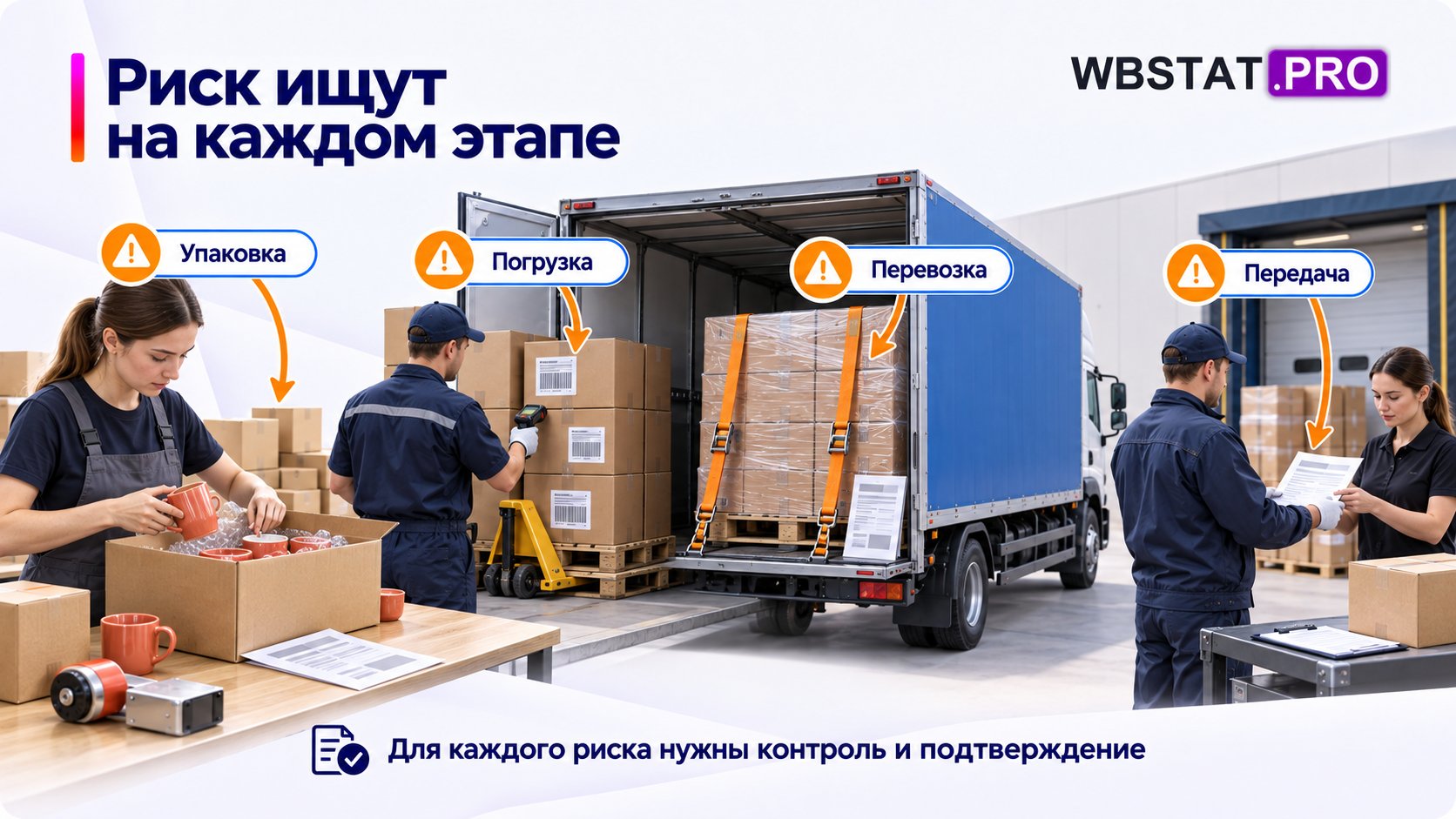 Риски различаются по этапам от комплектации до подтверждённой передачи.; Контроль должен оставлять доказательство именно своего этапа.