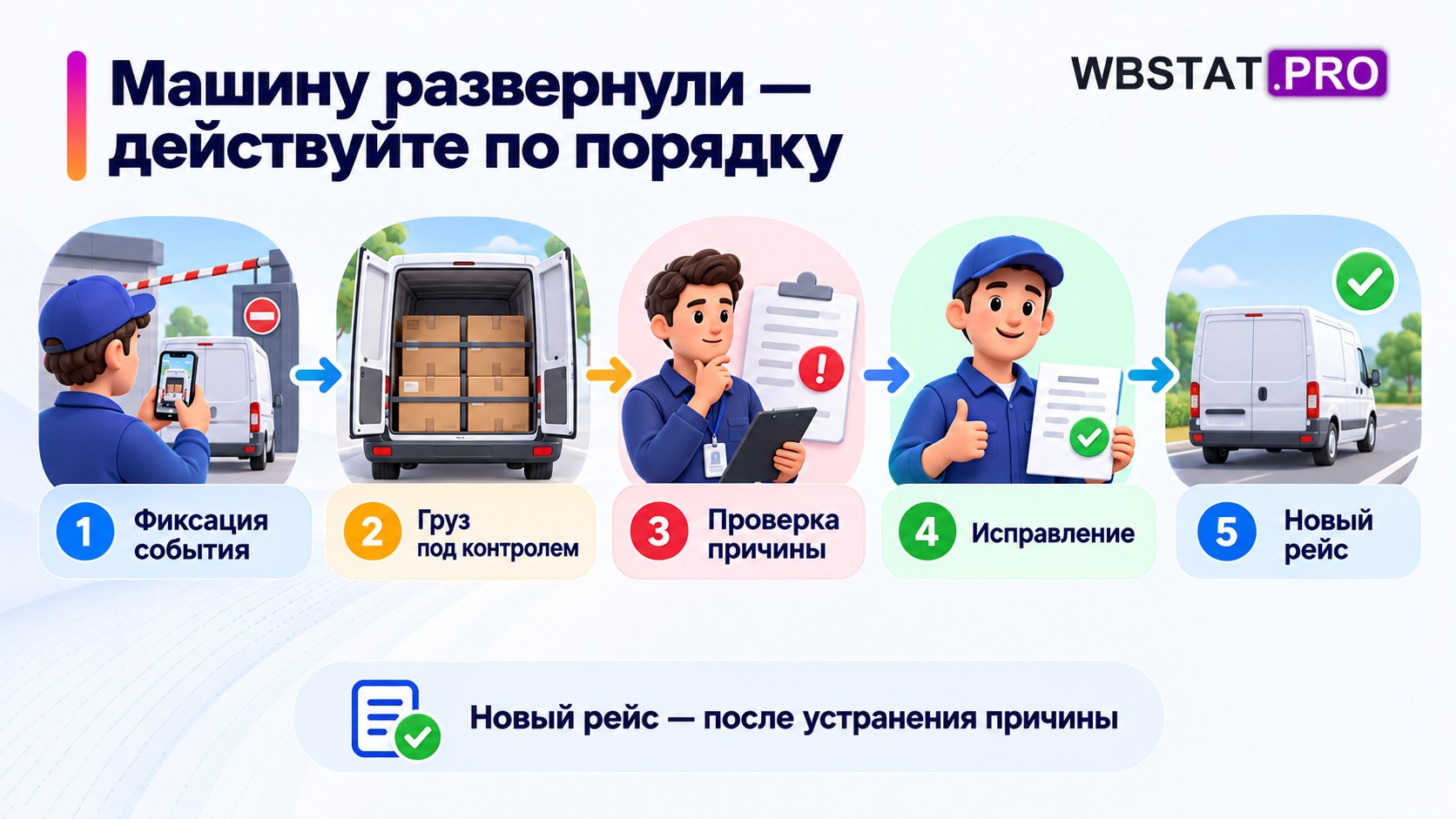Пять действий после разворота машины с грузом