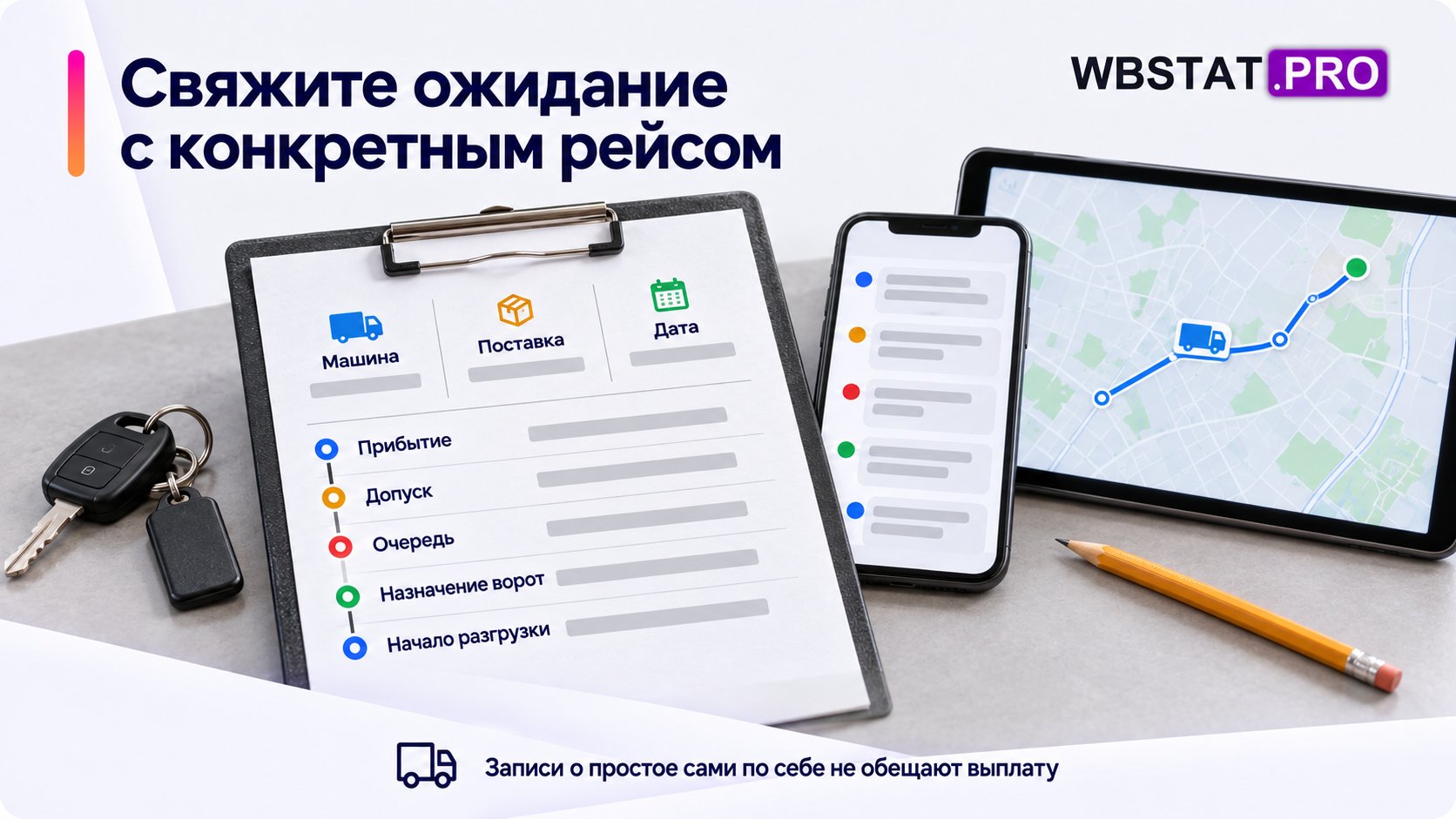 Журнал ожидания с привязкой к машине, поставке и дате