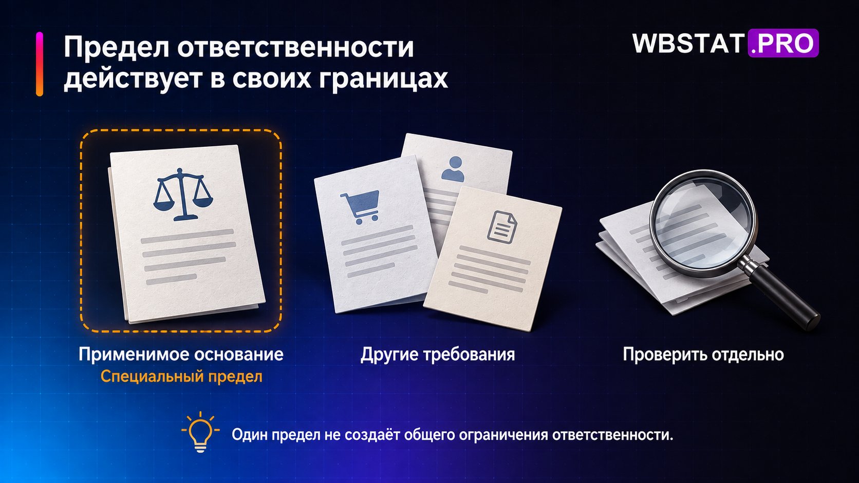 Предел ответственности действует в своих границах. Один предел не создаёт общего ограничения ответственности.