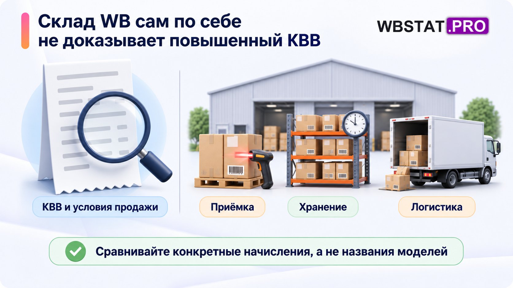 Проверка КВВ отдельно от приёмки, хранения и логистики на складе WB.