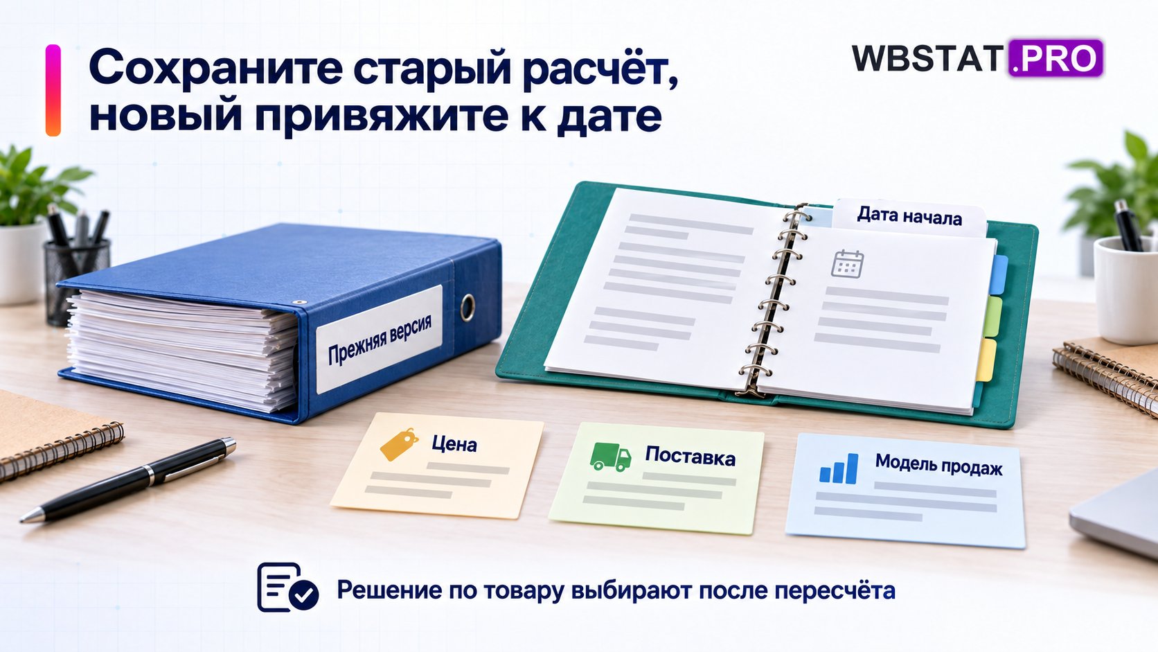 Прежний расчёт сохранён, новый имеет дату и варианты решения.