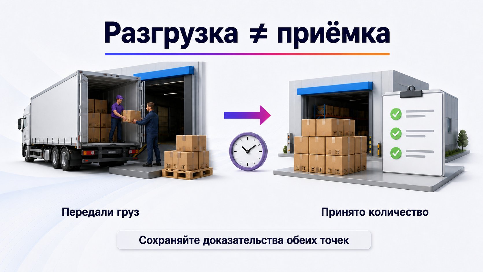Как проходит передача и приёмка поставки — Разгрузка подтверждает передачу груза, а завершённая приёмка — принятое количество в учёте Wildberries.