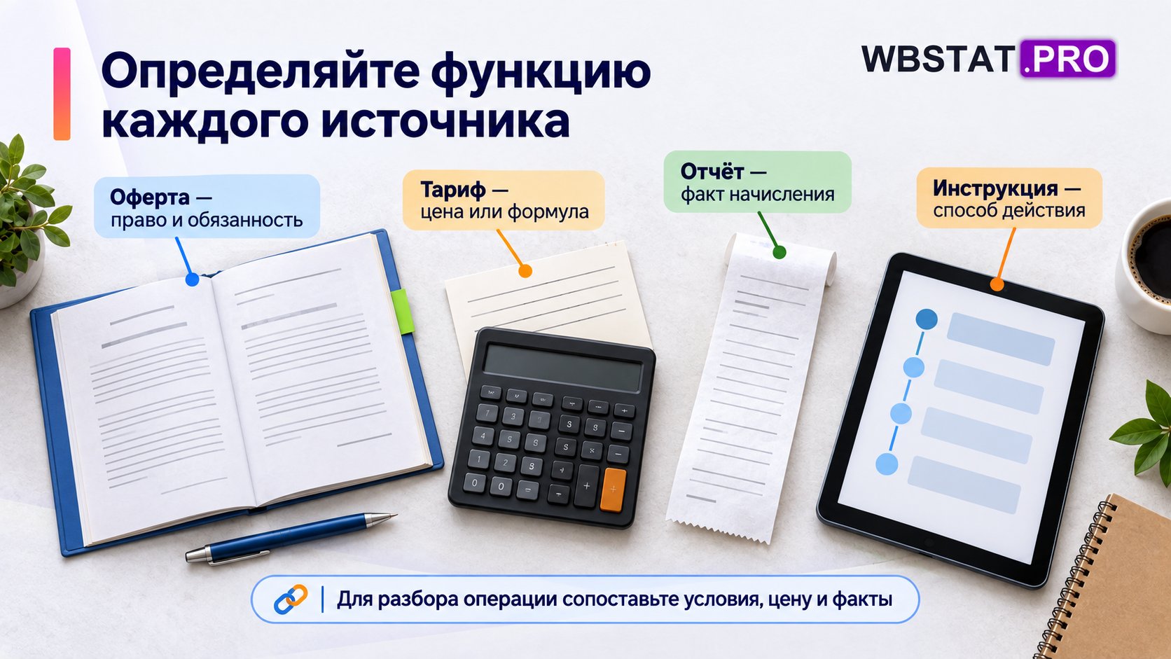 Четыре разных источника сопоставлены со своими функциями.