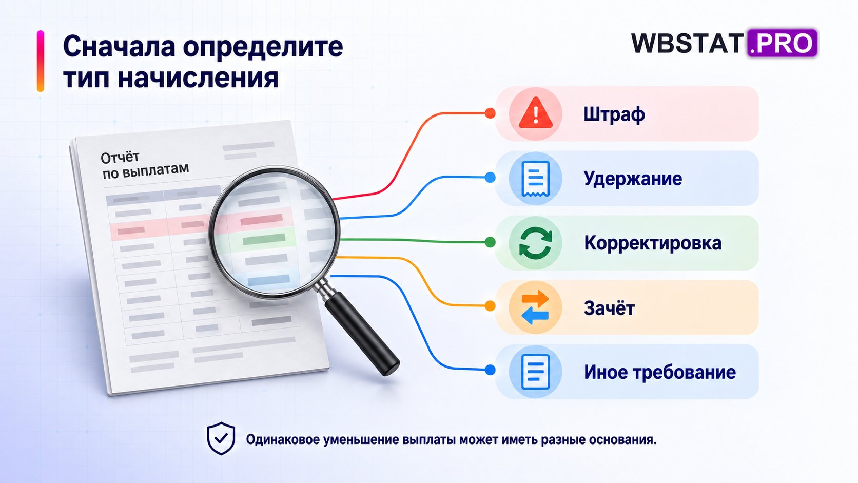 Сначала определите тип начисления Одинаковое уменьшение выплаты может иметь разные основания.