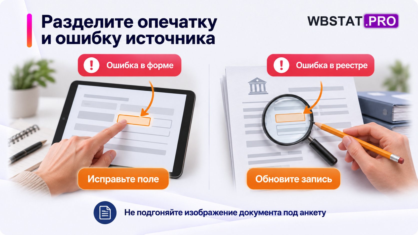 Две причины несовпадения ведут к исправлению формы или официальной записи.