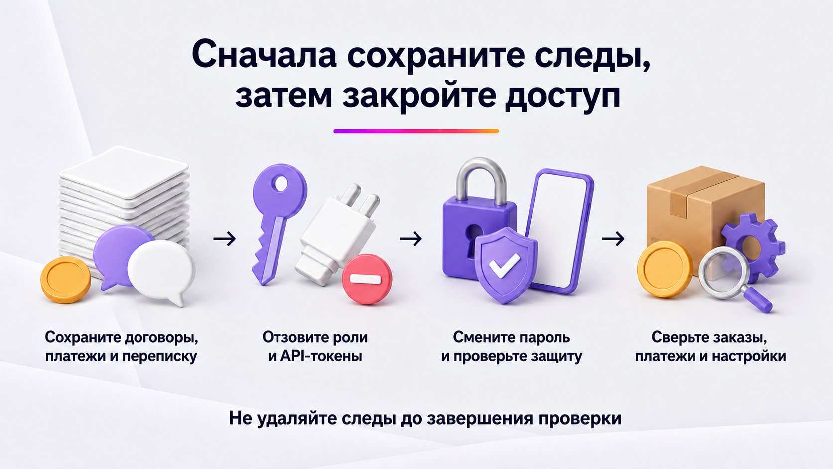 Как прекратить работу с сервисом самовыкупов и защитить кабинет — Сохраните доказательства, отзовите доступы, усилите защиту и проверьте все действия посредника.