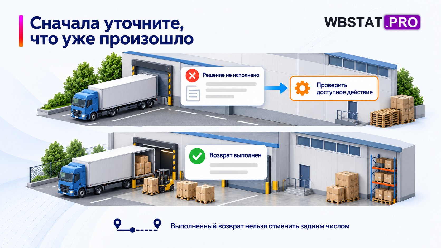 Ожидающее решение отделено от уже выполненного возврата