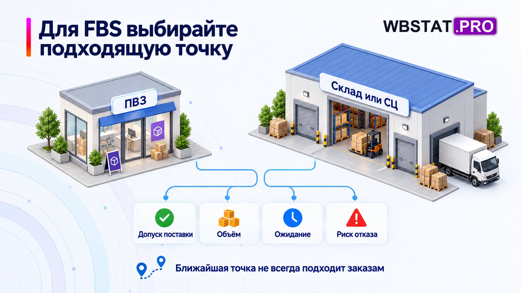 ПВЗ и склад или СЦ сравниваются по допуску и условиям передачи.