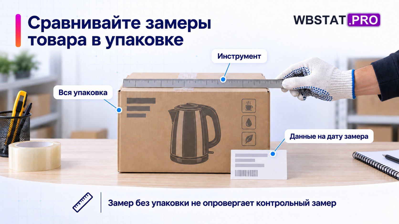 Измерение упакованной единицы и сохранённые данные карточки
